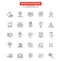 Flat Line Icons - Education and Learning Royalty Free Stock Photo