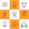 Flat line icons India