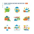 Flat line icons for infographics design elements Royalty Free Stock Photo