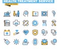 Flat line icons set of health treatment service Royalty Free Stock Photo