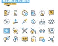 Flat line icons set of medical supplies Royalty Free Stock Photo