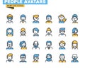 Flat line icons set of people stylish avatars