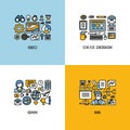 Flat line icons set of SEO, UI and UX design, SMM, HR. Creative Royalty Free Stock Photo