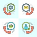 Flat line icons set. Thin linear stroke vector Royalty Free Stock Photo
