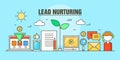 Flat line illustration concept for business lead nurturing web banner