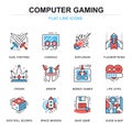 Flat line leisure mobile gaming icons concepts set for website and mobile site and apps. Royalty Free Stock Photo