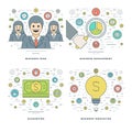 Flat line Management, Finance Accounting, Innovations, Business Team Concepts Set Vector illustrations. Royalty Free Stock Photo