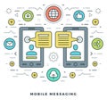 Flat line Mobile Messaging Social Network Concept Vector illustration. Royalty Free Stock Photo