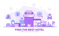 Flat Line Modern Concept Illustration - Hotel Royalty Free Stock Photo