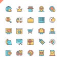 Flat line online shopping and delivery elements icons set for website and mobile site and apps. Outline icons design. Royalty Free Stock Photo