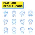 Flat line people icons