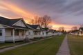 flat line of prairie with identical roofs