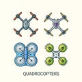 Flat line quadrocopters detailed icons