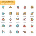 Flat line restaurant and food icons set for website and mobile site and apps.