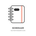 Flat line scheduler icon business planner vector
