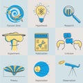 Flat line science icons set of factual data Royalty Free Stock Photo