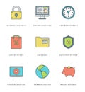 Flat line simple icons set. Thin linear stroke Royalty Free Stock Photo