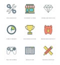 Flat line simple icons set. Thin linear stroke Royalty Free Stock Photo