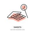 Flat line swee icon waffle lollipop candy vector
