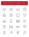 Flat line toy icon set. Royalty Free Stock Photo