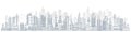 Flat line Urban Cityscape panorama. Real Estate and city construction outline header concept with modern skyscrapers Royalty Free Stock Photo