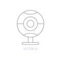 Flat line vector computer part icon webcam. Cartoon style. Illustration and element for your design. Simple. Monochrome Royalty Free Stock Photo