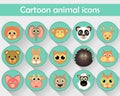 Flat linear icons of pets, forest animals and zoos are isolated in a circle. Royalty Free Stock Photo