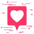 flat linear illustration of pink heart like social media icon on  white background Royalty Free Stock Photo