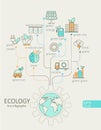 Flat linear Infographic Eco concept. Royalty Free Stock Photo