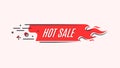 Flat linear promotion fire banner, price tag, hot sale, offer, p