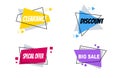 Flat linear promotion ribbon banners, price tags, stickers, badges, posters Royalty Free Stock Photo