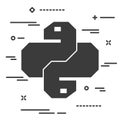 Flat linear python code icon. Trendy snake vector symbol for web