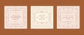 Flat linear square card set collection for events with ornaments Royalty Free Stock Photo