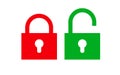 Flat lock unlock icon set color style Royalty Free Stock Photo