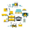 Logistic icons set, flat style Royalty Free Stock Photo