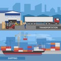 Flat Logistic Panorams Banner Set