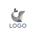 Flat logo design of sea lion, vector icon.