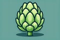 Flat logo illustration of a cute green artichocke isolated on plain, simple background. Generative AI Royalty Free Stock Photo