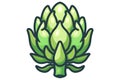 Flat logo illustration of a cute green artichocke isolated on plain, simple background. Generative AI Royalty Free Stock Photo
