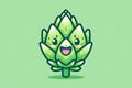 Flat logo illustration of a cute green artichocke isolated on plain, simple background. Generative AI Royalty Free Stock Photo