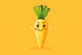 Flat logo illustration of a cute parsnip, isolated on plain, simple background. Generative AI