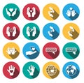 Flat long shadow charity icon set.vector.