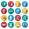 Flat long shadow human run icons set.vector. Royalty Free Stock Photo
