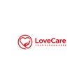 flat LoveCare hand heart abstract logo design Royalty Free Stock Photo