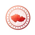 Flat low poly stamp of Czech Republic. Royalty Free Stock Photo