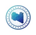 Flat low poly stamp of Libya. Royalty Free Stock Photo