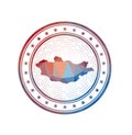 Flat low poly stamp of Mongolia.