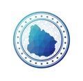 Flat low poly stamp of Uruguay. Royalty Free Stock Photo