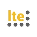 Flat LTE vector logo with signal strength dots