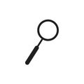 Flat magnifying glass icon on white background.